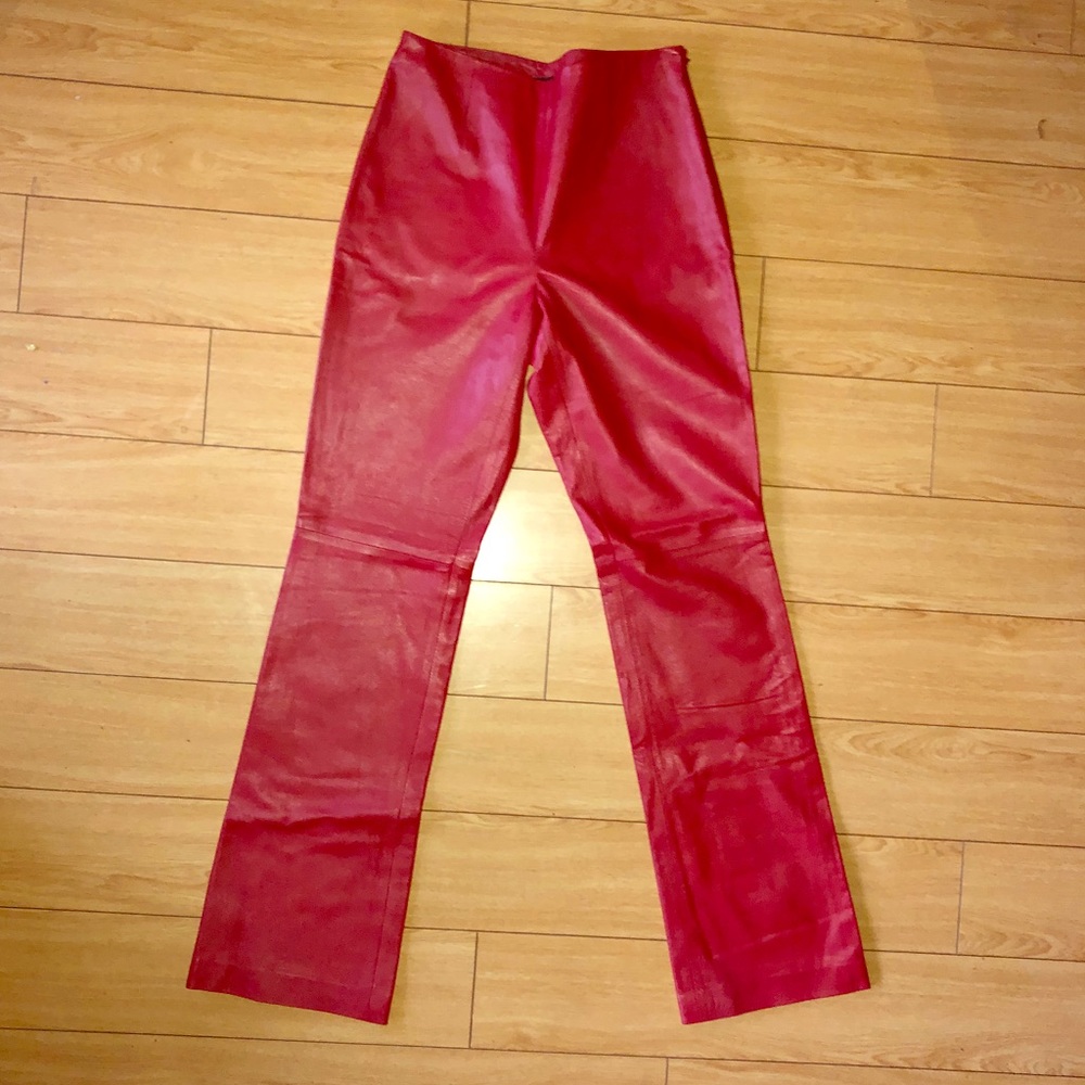 RED LEATHER ETCETERA PANTS
